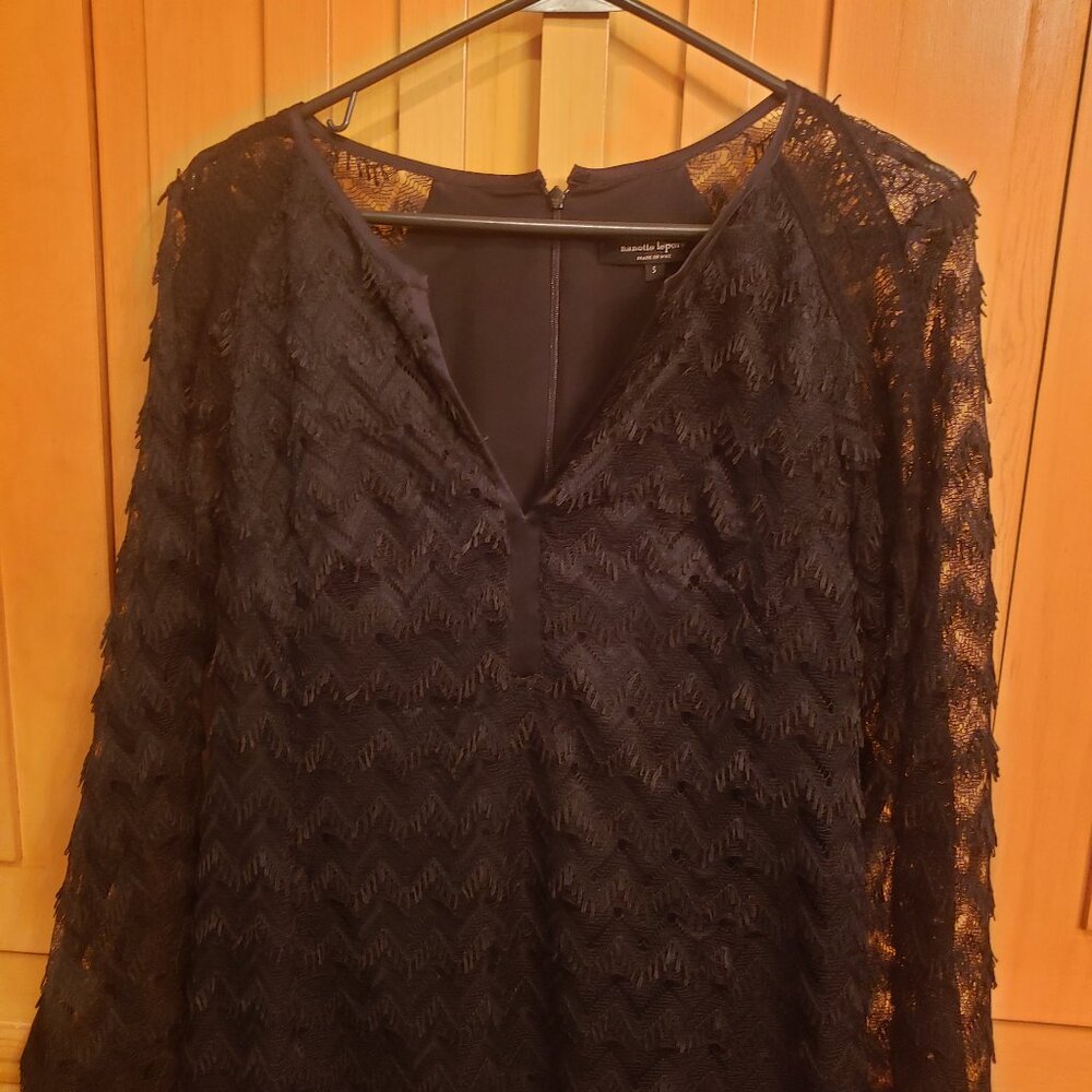 Versatile, Adorable Black Textured Shift Dress. - image 4